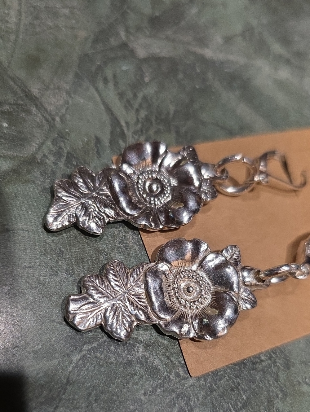 Silverware Flower Earrings - Picture 2 of 4